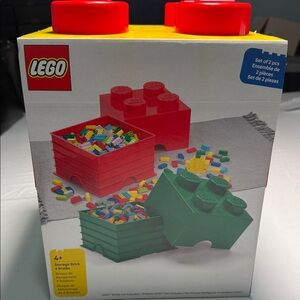 LEGO Storage Brick Box 4 Knobs Set of 2 Pieces NEW UNOPENED